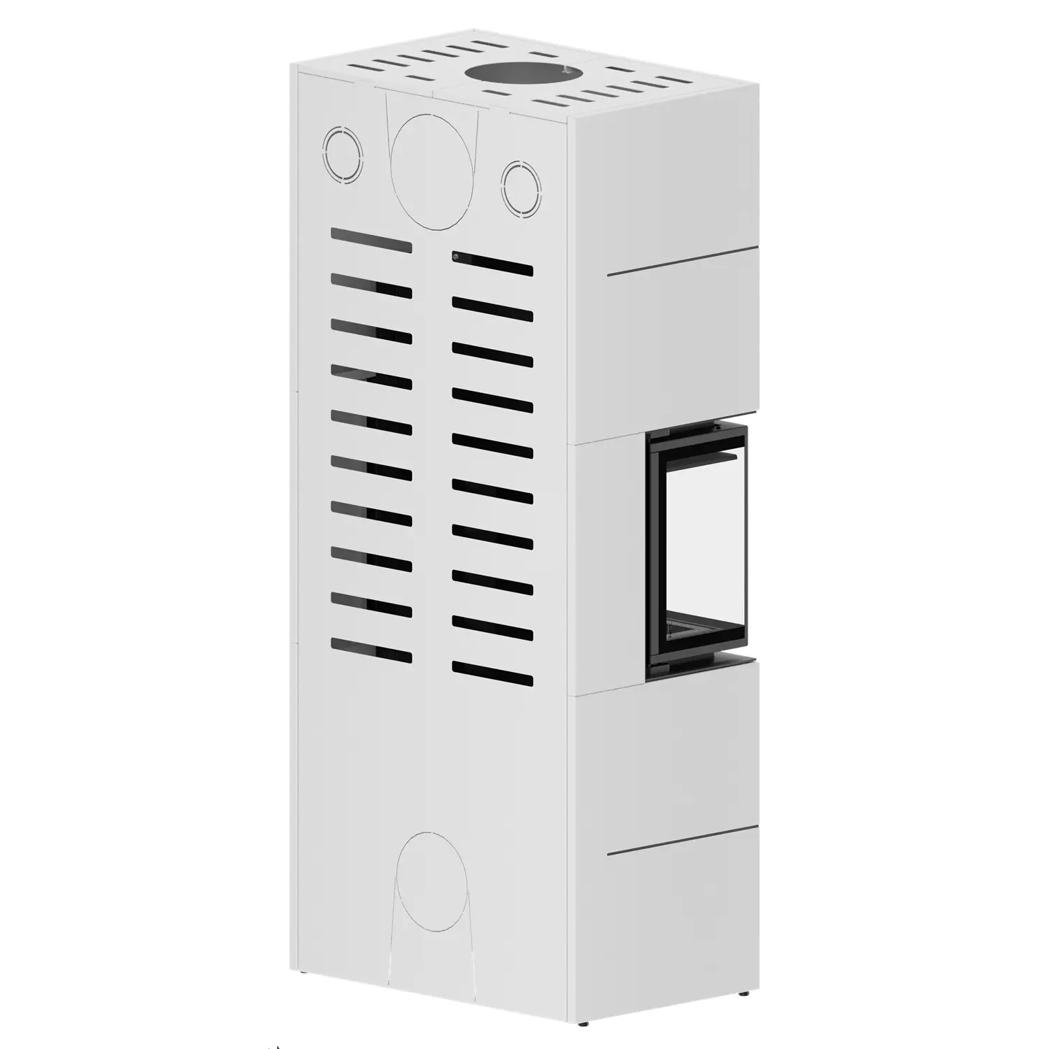 Высокое прямоугольное металлическое устройство ALBERO AL9C.HD BOX/D WHITE с горизонтальными вентиляционными отверстиями, круглыми прорезями и небольшой квадратной стеклянной дверцей с одной стороны. Высокое прямоугольное металлическое устройство ALBERO AL9C.HD BOX/D WHITE с горизонтальными вентиляционными отверстиями, круглыми прорезями и небольшой квадратной стеклянной дверцей с одной стороны.